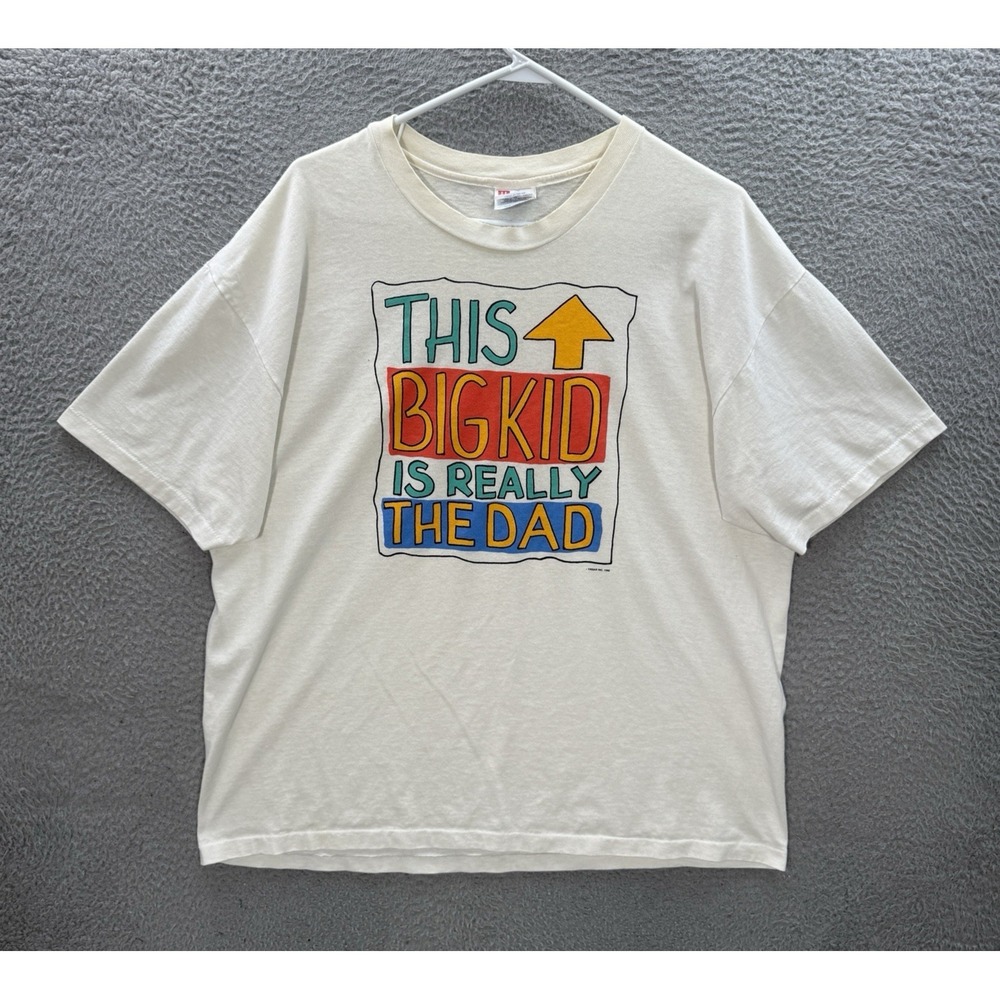 Vintage Hanes Shirt Adult XL White Single Stitch Crewneck Tee Dad Grunge 90s